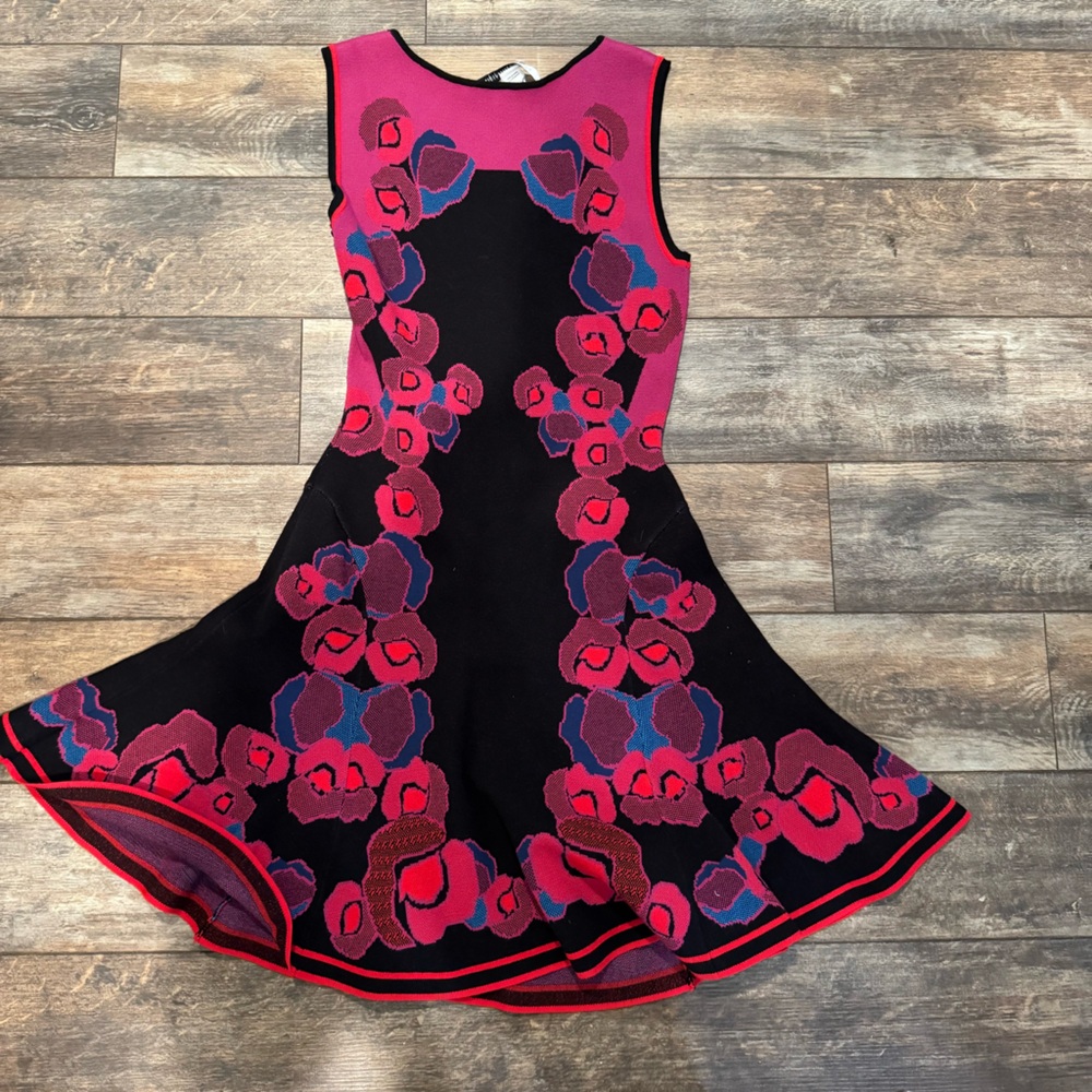 Diane Von Furstenberg Black and Pink Floral Dress